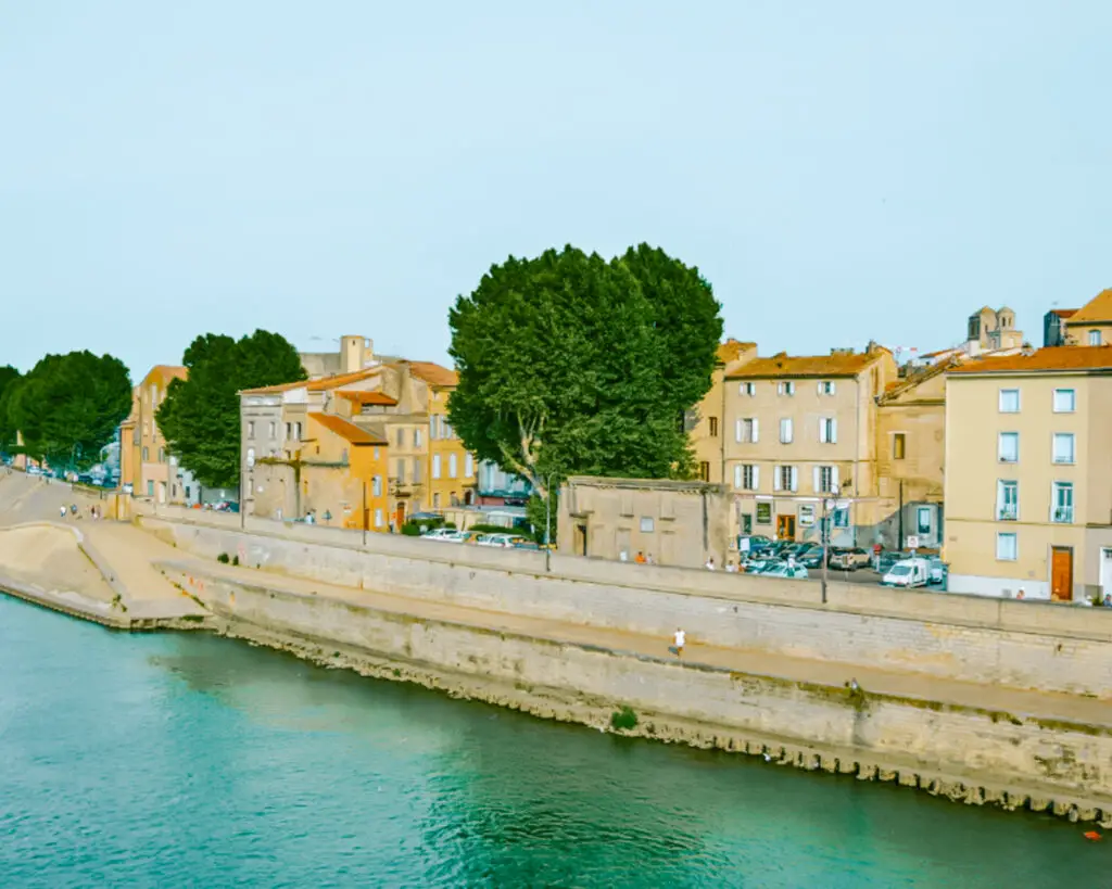 River view of Arles, France. 