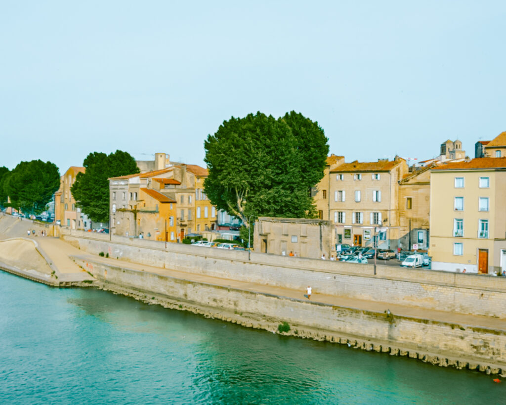 River view of Arles, France. 