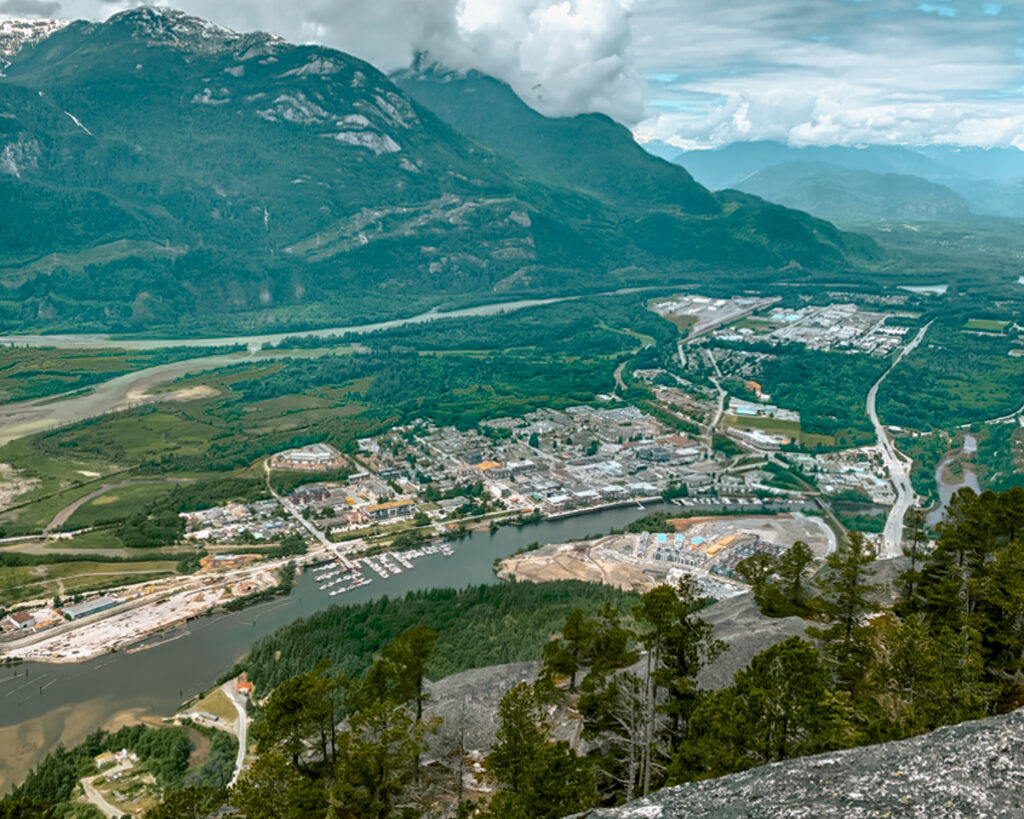 travel off a beaten path View from a mountain of Squamish, Canada.