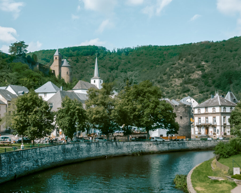 travel off a beaten path River view in Esch Sur, Luxembourg.