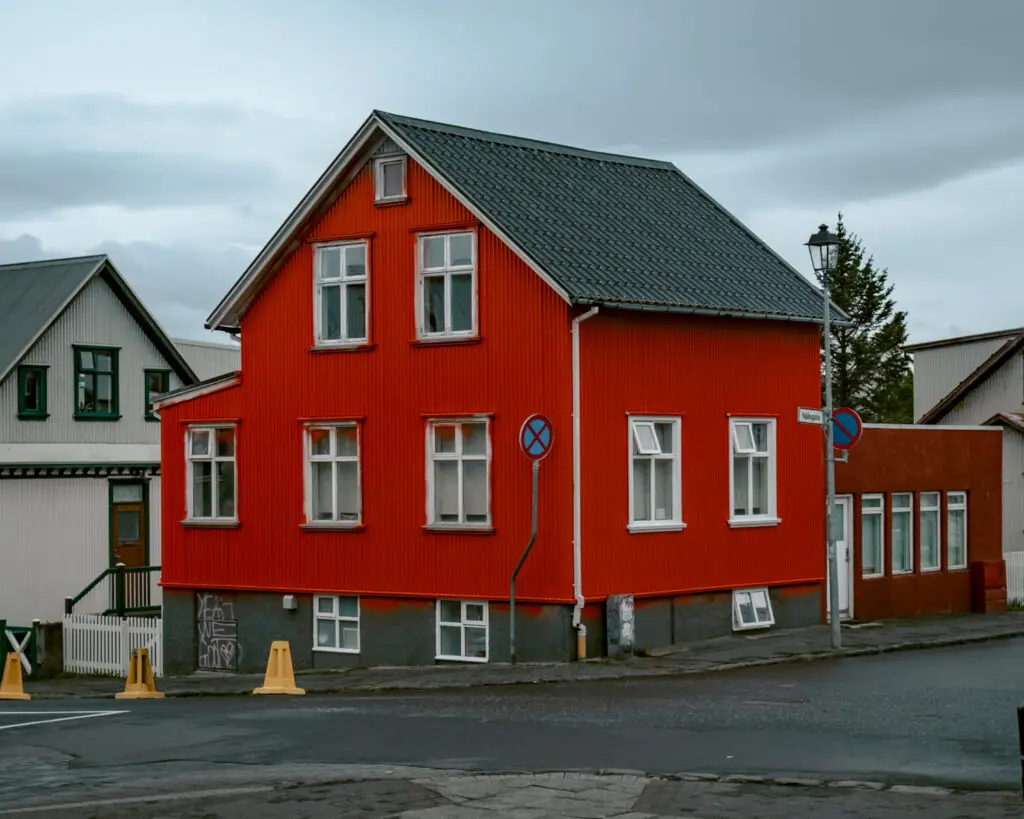 Red house in Reykjavik. 