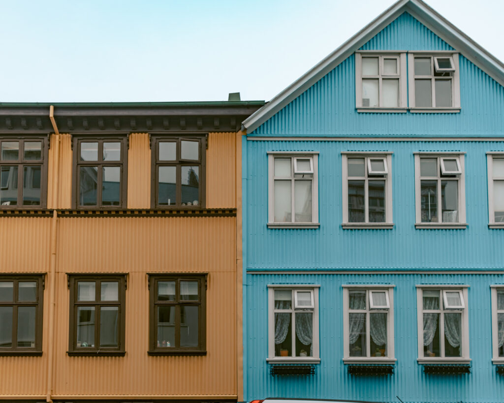 Reykjavik airport transfer photo of colorful homes in Reykjavik, Iceland.