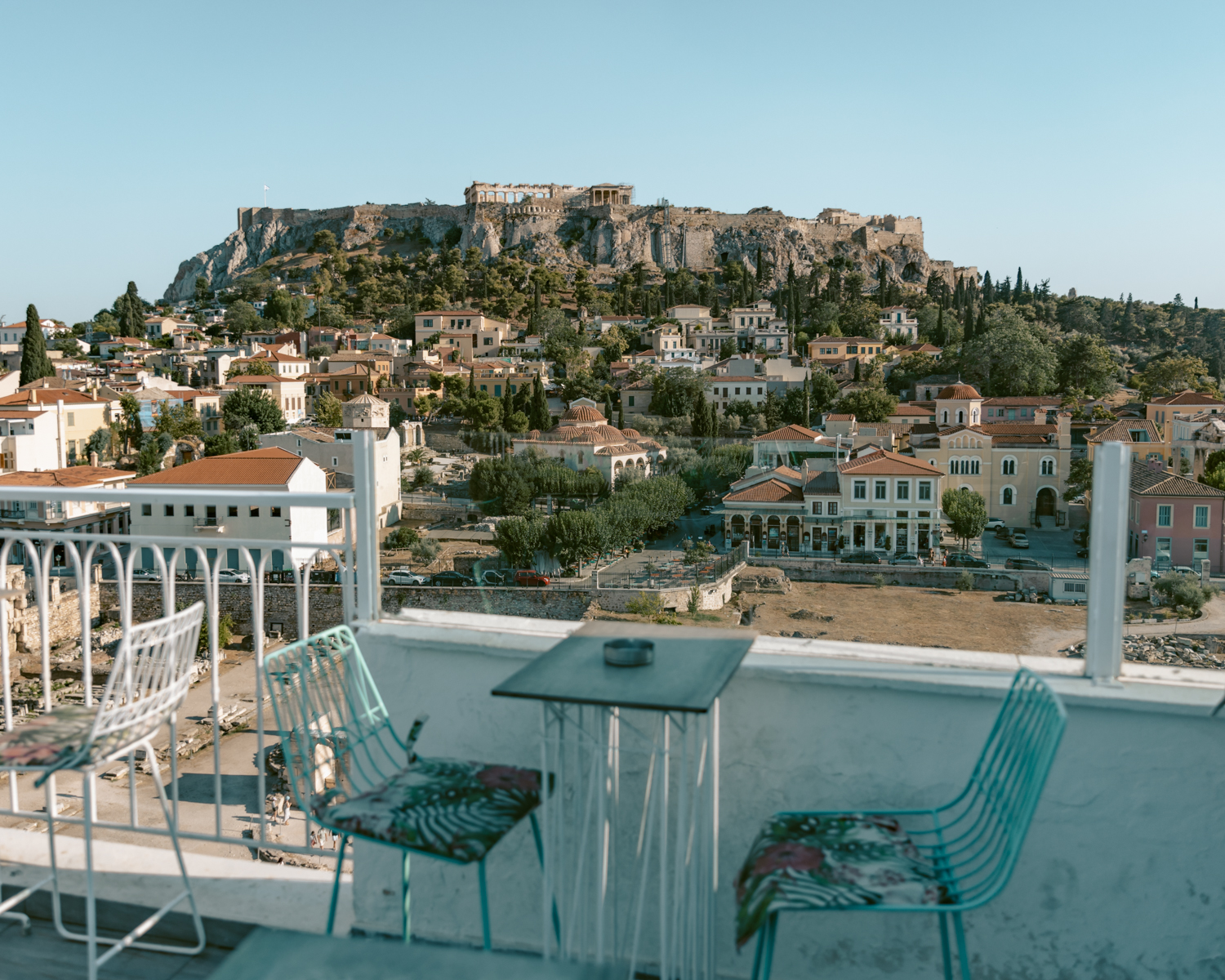 View of the Acropolis from the rooftop bar in Athens Anglais Athens.