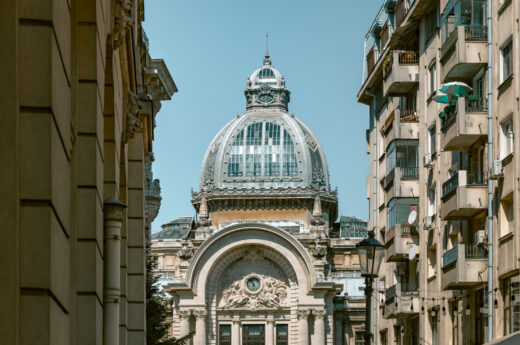 Historic building in Old Town Bucharest. One of the things to do in Bucharest is wander Old Town.