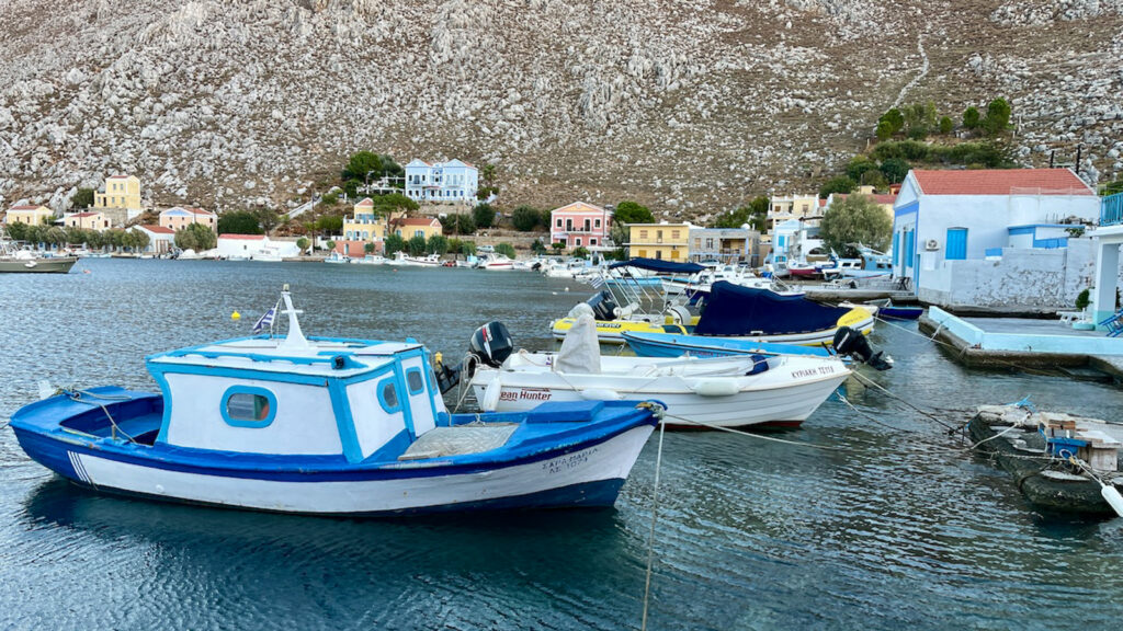 Fishing village in Symi one of the best Greek islands to visit.